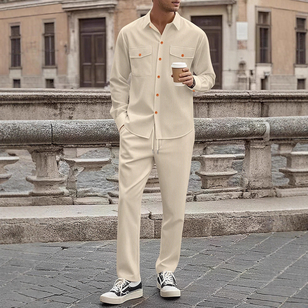 Herren gestreiftes Freizeit-Anzugset mit modischen Details Aliams