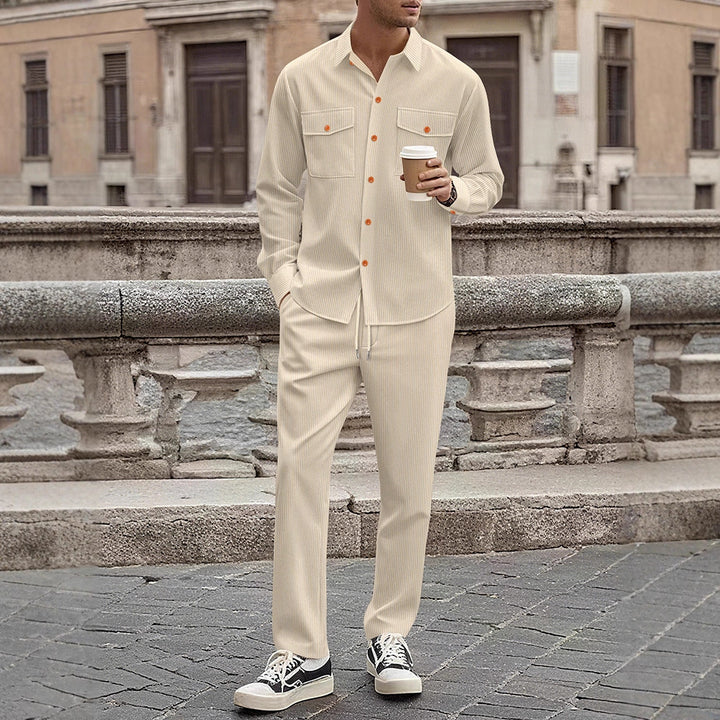 Herren gestreiftes Freizeit-Anzugset mit modischen Details Aliams