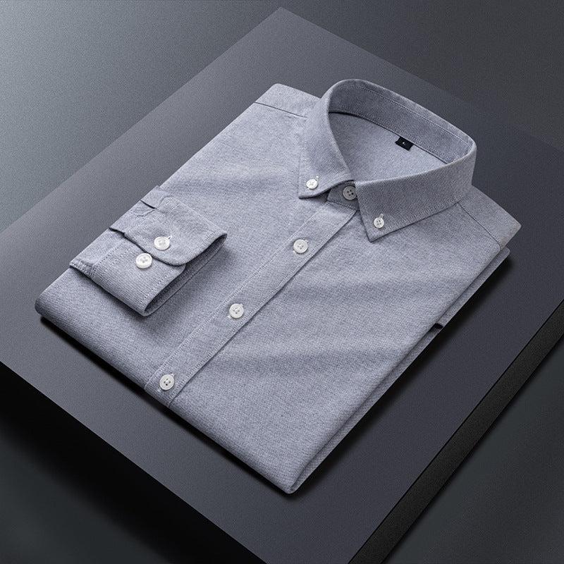 Herren Klassisches Baumwollhemd mit Button-Down-Kragen und praktischen Taschen Aliams