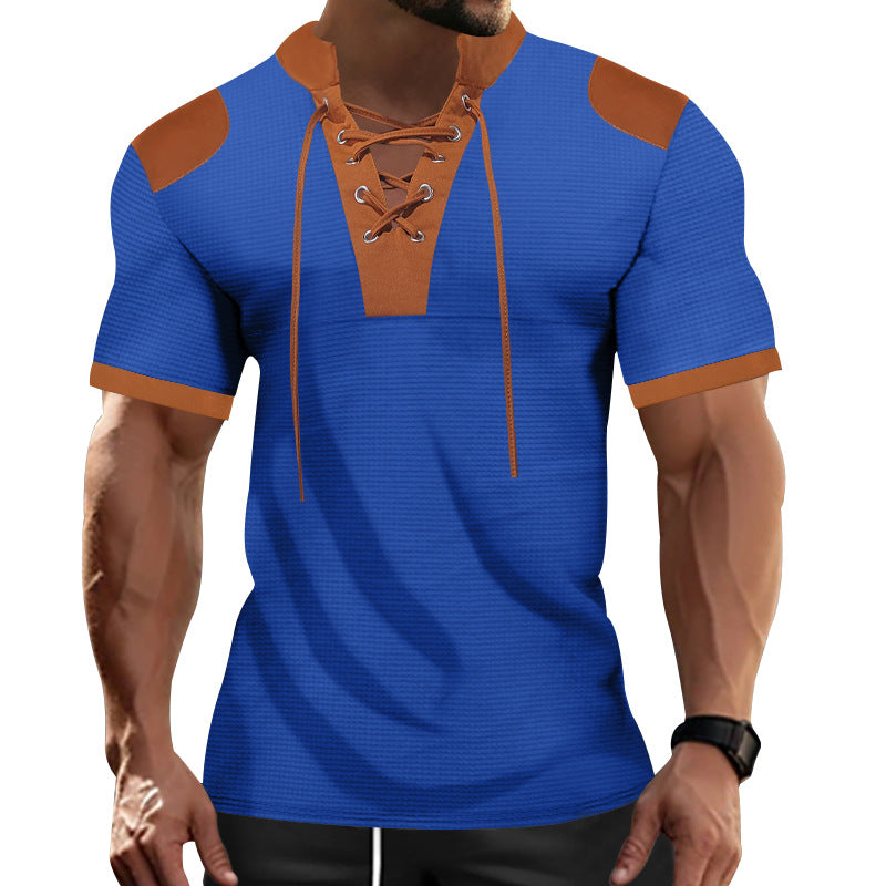 Herren sportliches Kurzarm-Shirt mit modischem Latz Aliams