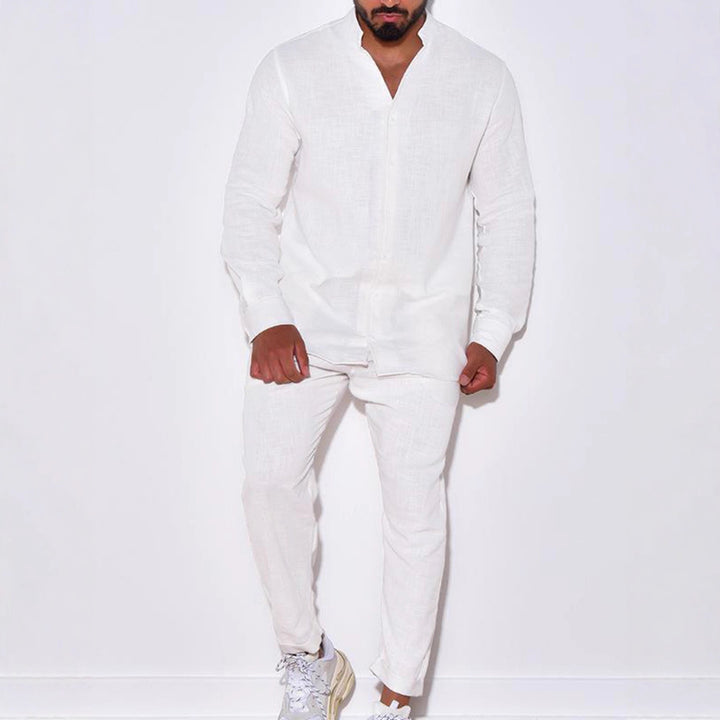 Herren Bequemes und stylisches Schlafanzug-Set mit Hemd und Hose Aliams