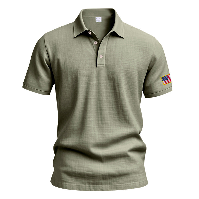 Herren Poloshirt mit modischem USA-Flaggenmotiv und strukturiertem Design Aliams