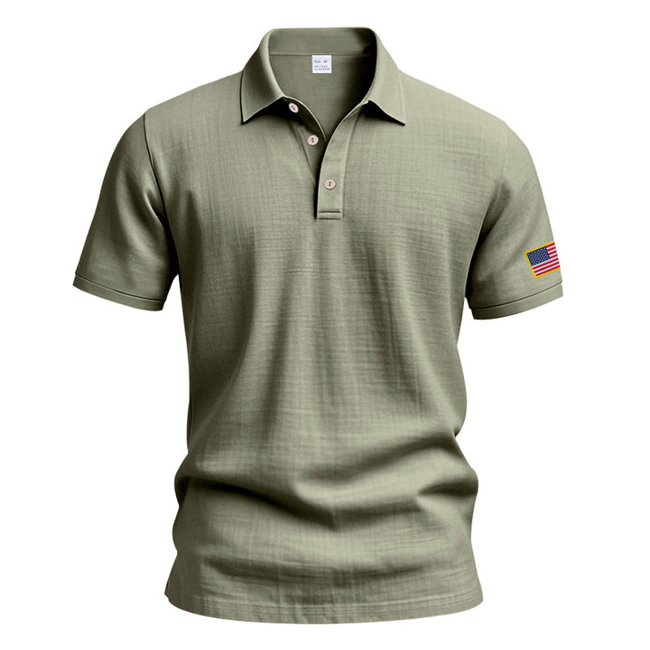 Herren Poloshirt mit modischem USA-Flaggenmotiv und strukturiertem Design Aliams