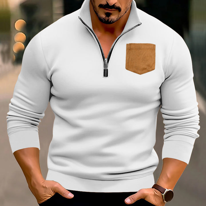 Herren sportlicher Pullover mit kontrastierenden Taschen Aliams