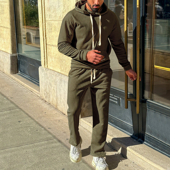 Herren bequemer Kapuzensweatanzug aus strukturiertem Material Aliams