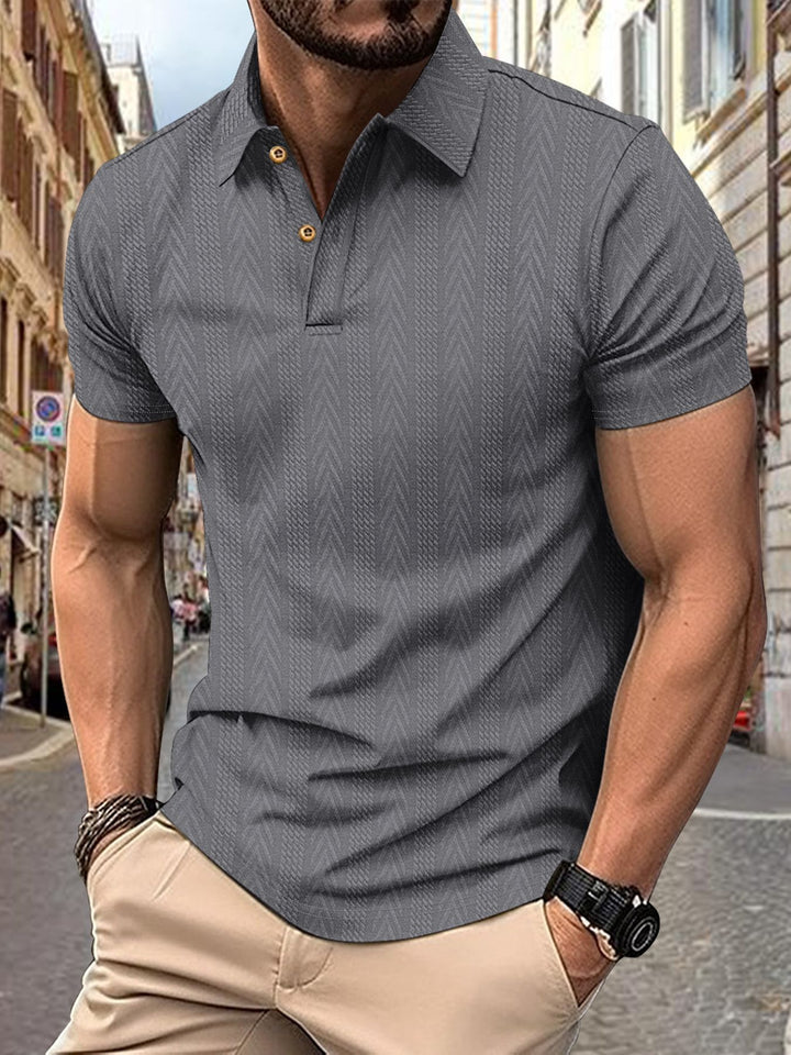 Herren Kurzarm Poloshirt mit strukturiertem Design und eleganter Knopfleiste Aliams