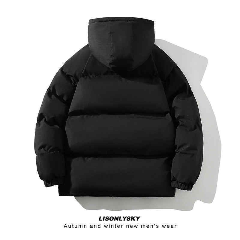 Herren gesteppte Winterjacke mit hohem Kragen und seitlichen Taschen Aliams