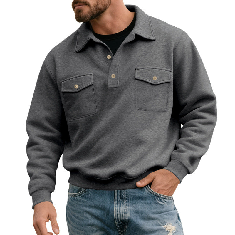 Herren komfortabler Pullover mit praktischen Brusttaschen Aliams