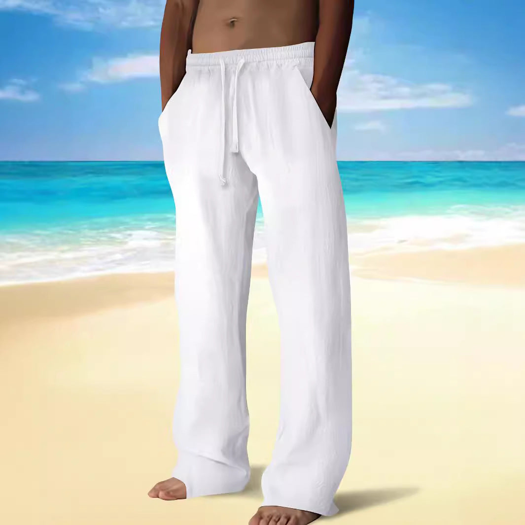 Herren bequeme Strandhose mit elastischem Bund und seitlichen Taschen Aliams