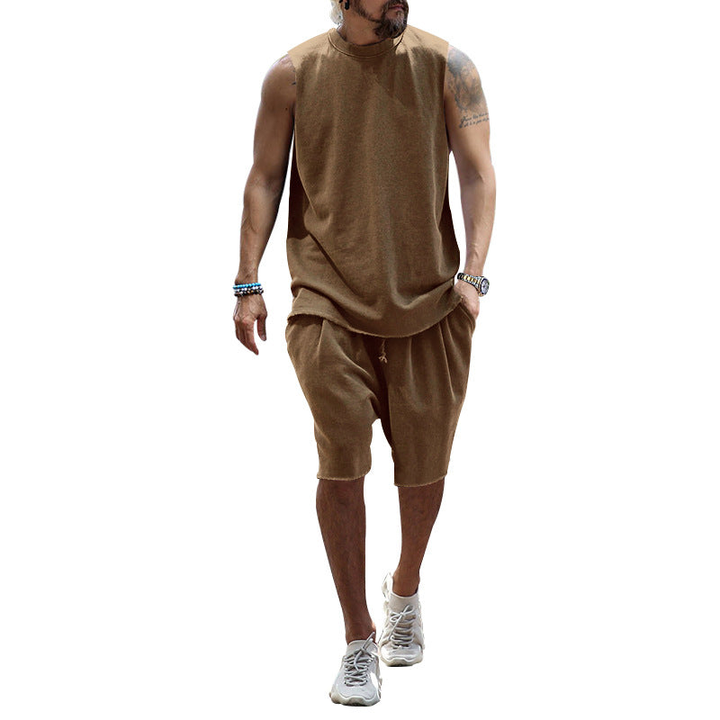 Herren sportliches Tanktop und Shorts-Set aus hochwertigem Baumwollmix Aliams