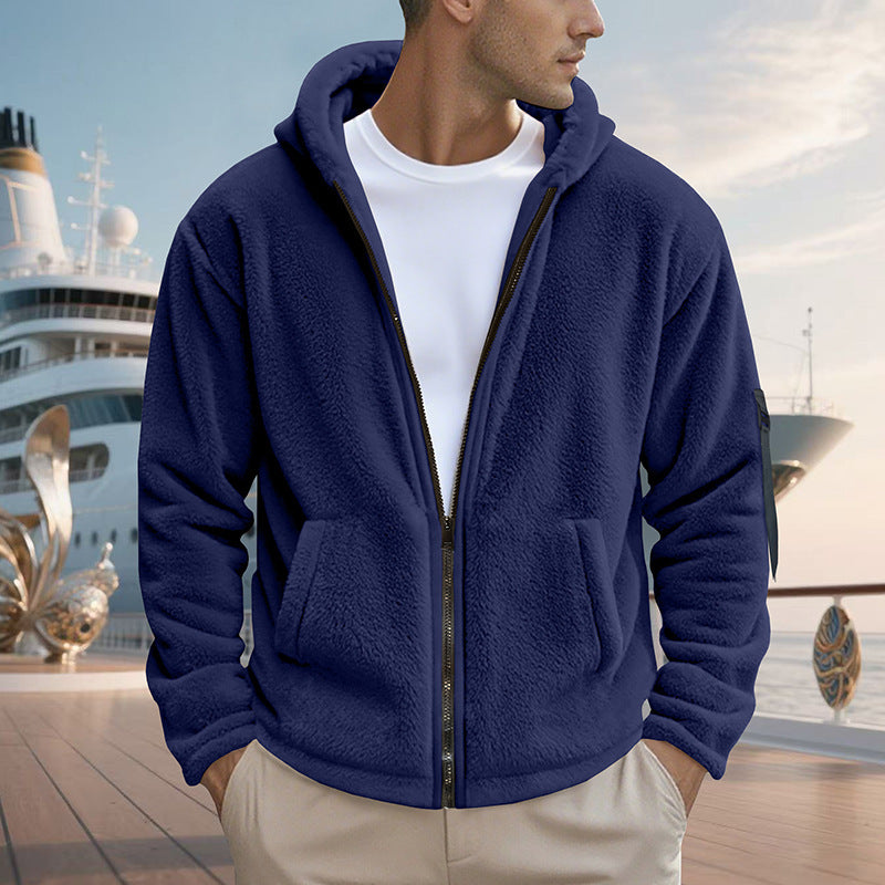 Herren Fleecejacke mit praktischem Reißverschluss und Kapuze Aliams