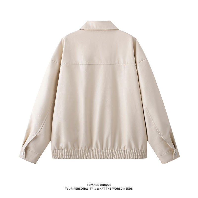 Herren elegante Kunstlederjacke mit elastischem Bund Aliams