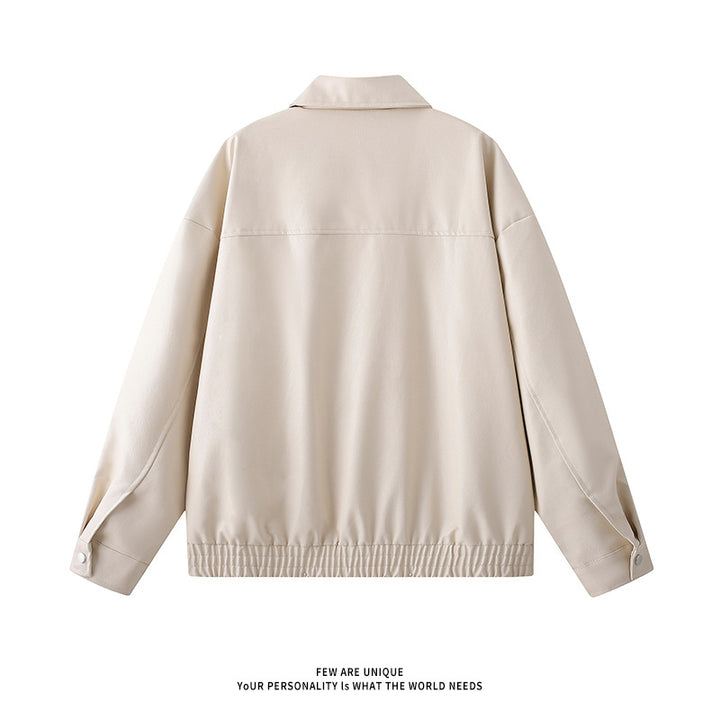 Herren elegante Kunstlederjacke mit elastischem Bund Aliams