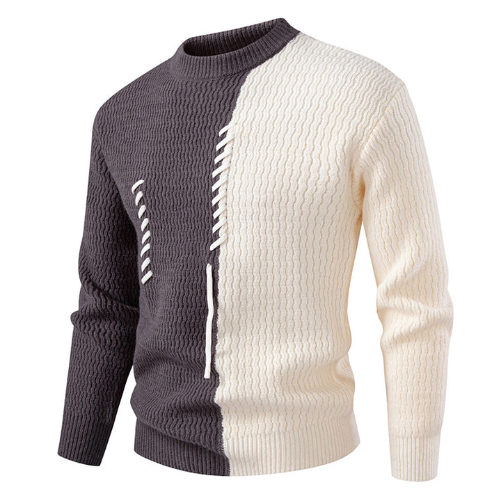 Herren Grobstrickpullover mit asymmetrischem Muster und dekorativem Detail Aliams