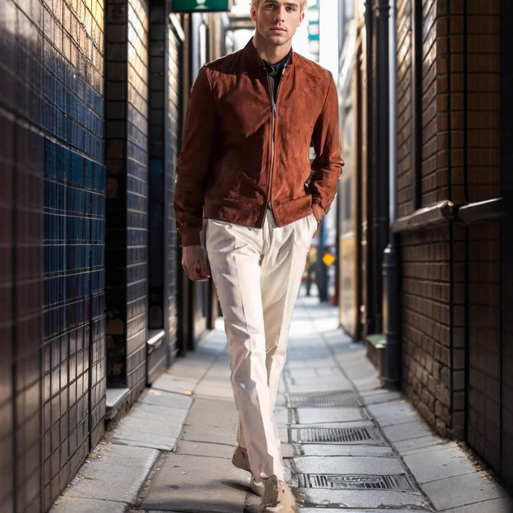 Herren Stilvolle Suedejacke Aliams