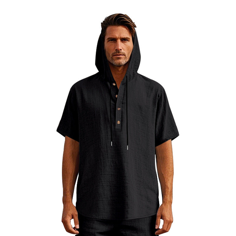 Herren Urbaner Kapuzenshirt mit Knopfleiste und atmungsaktivem Stoff Aliams