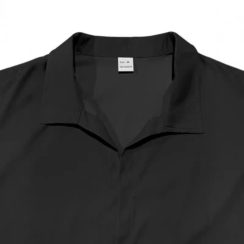 Herren Elegante Langarmbluse mit einzigartiger Knopfleiste und schickem Stehkragen Aliams