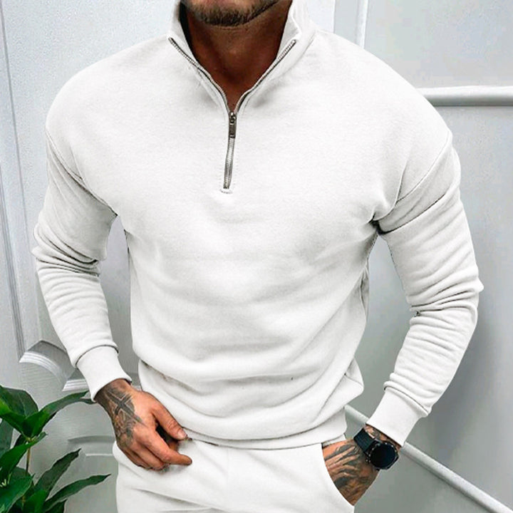 Herren Sweatshirt mit halbem Reißverschluss und elastischen Bündchen Aliams