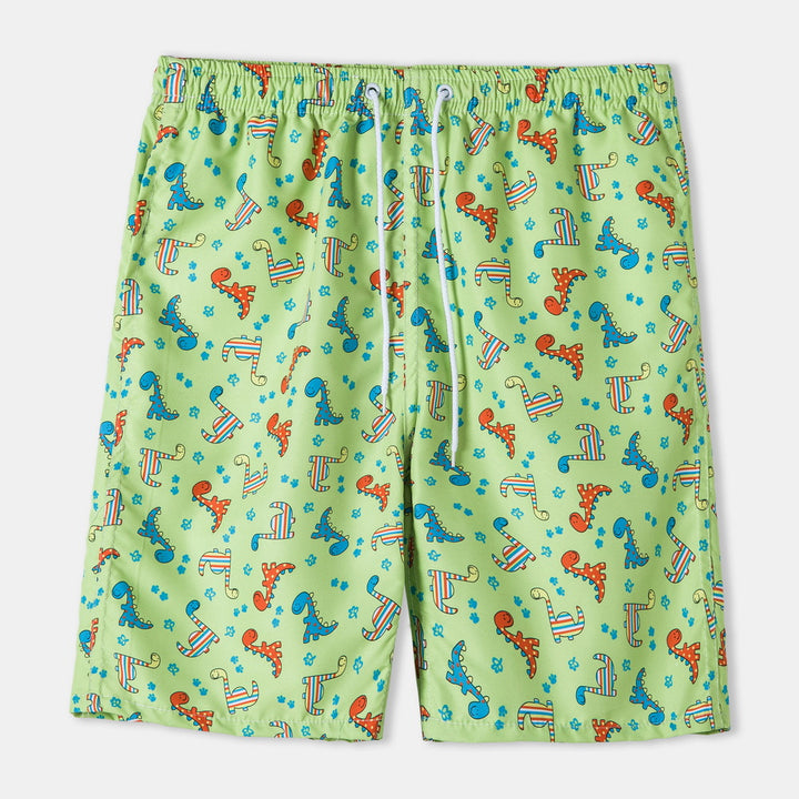 Herren Badeshorts mit verspieltem Dinosaurier-Motiv und elastischem Bund Aliams