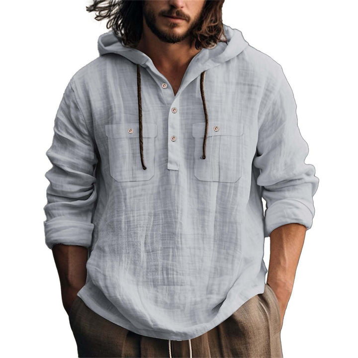 Herren Kapuzenhemd mit praktischen Taschen und modischem Knopfleisten-Design Aliams