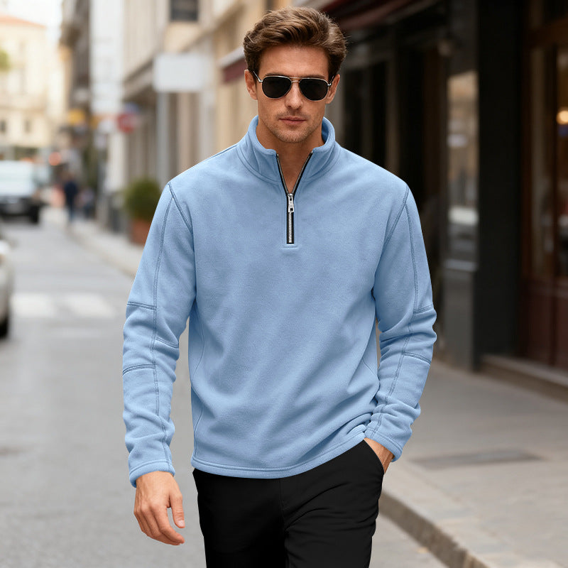 Herren Fleece-Pullover mit kurzer Reißverschlussöffnung Aliams