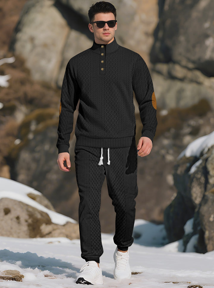 Herren Bequemer Strickpullover mit Stehkragen und modischen Knöpfen Aliams
