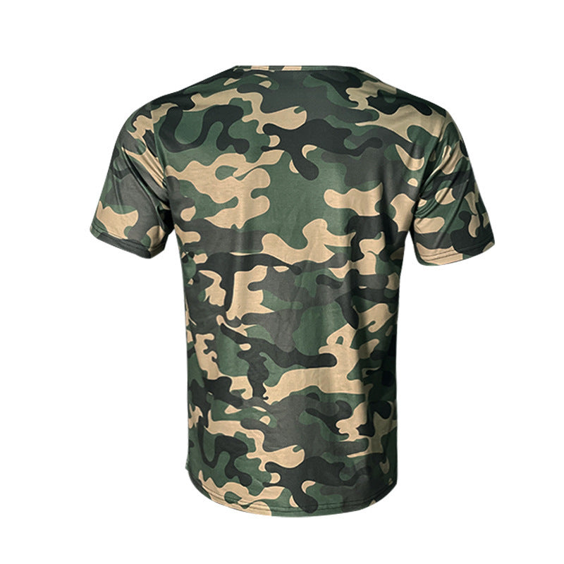 Herren Kurzarm-Shirt im modernen Camouflage-Design mit V-Ausschnitt und Brusttasche Aliams