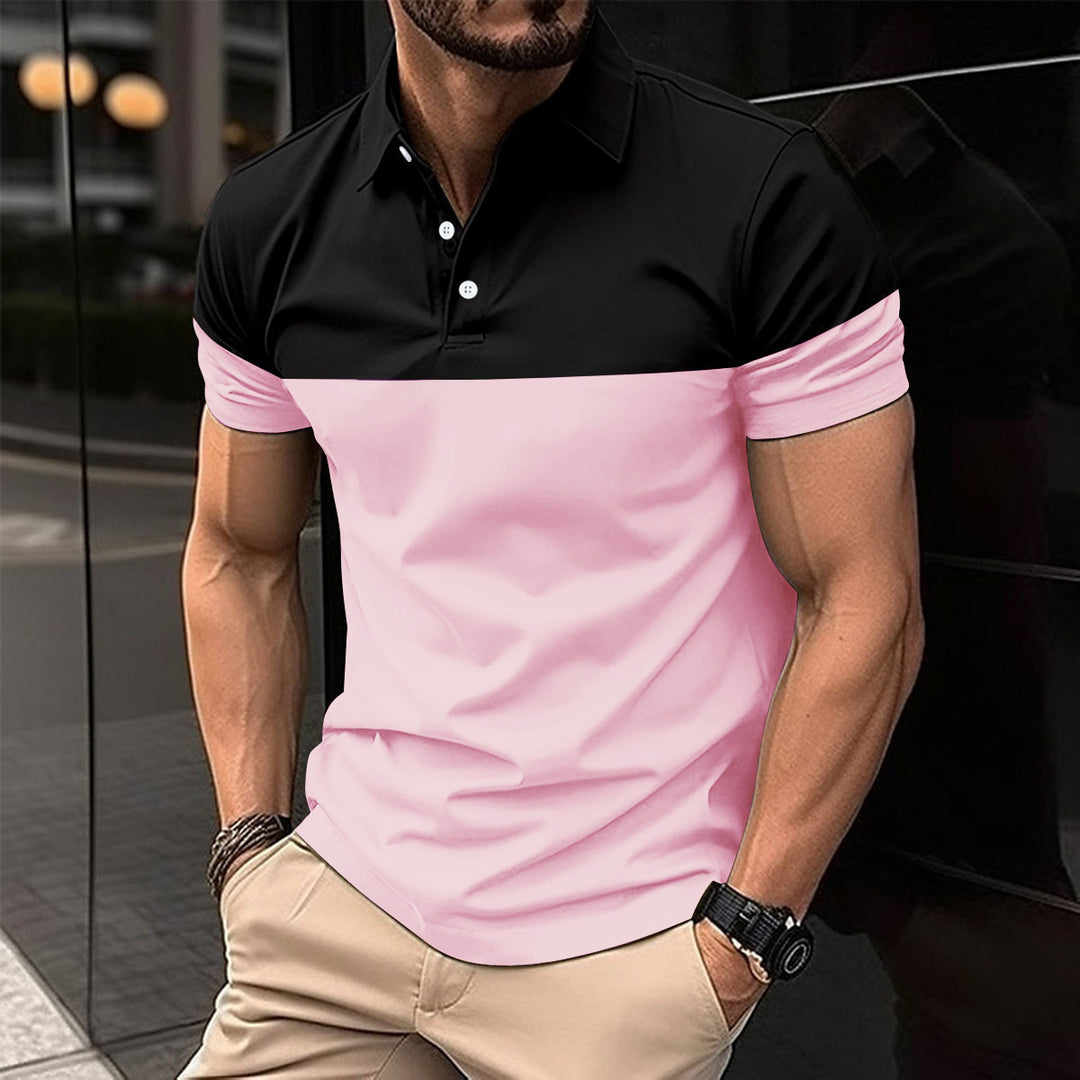 Herren sportliches Kurzarm-Polo mit modernem Farbblockdesign Aliams