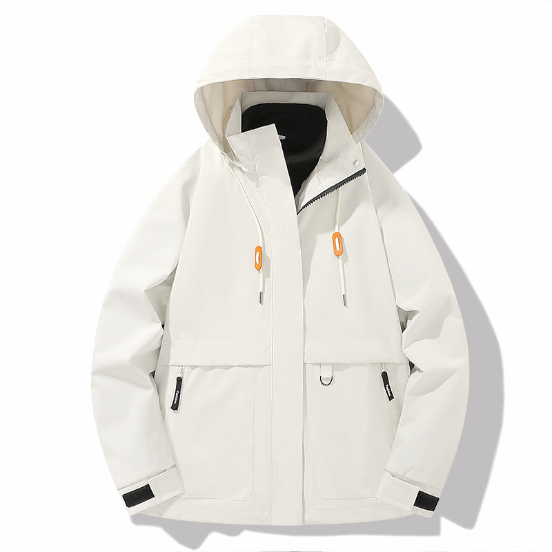 Herren wetterfeste Outdoor-Jacke mit verstellbarer Kapuze und praktischen Taschen Aliams