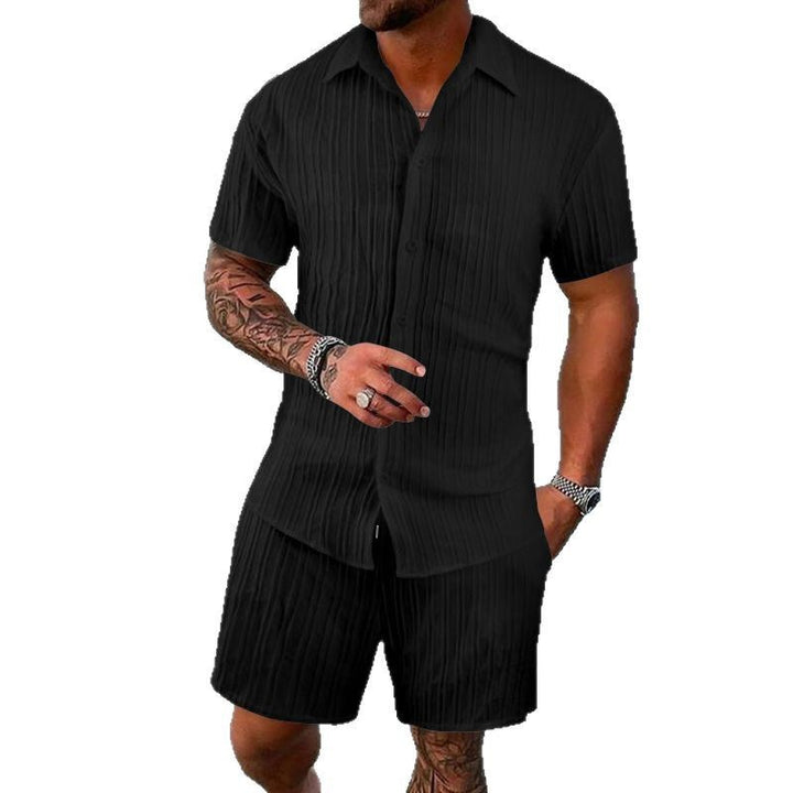 Herren Kurzarm-Shirt und Shorts-Set mit strukturiertem Design Aliams