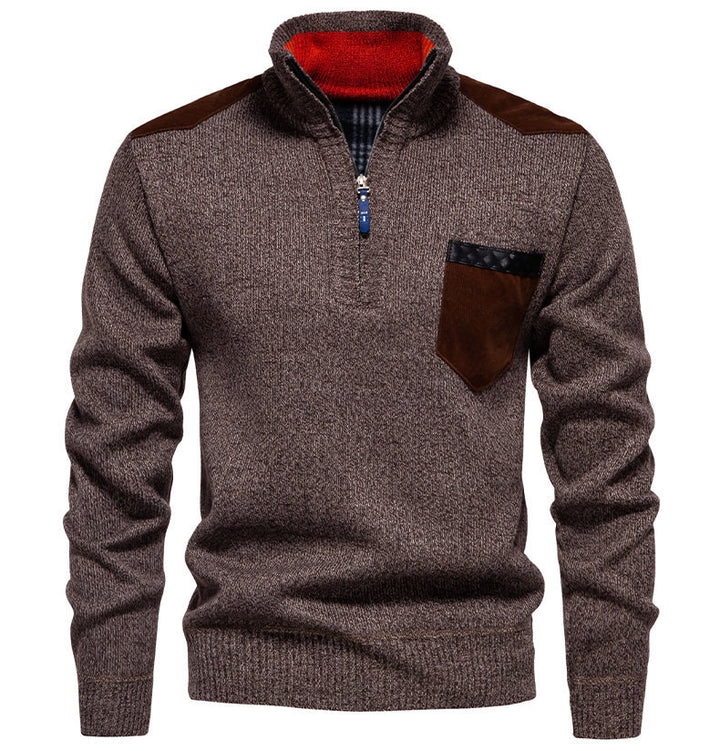 Herren Pullover mit halbhohem Kragen und modischen Akzenten Aliams