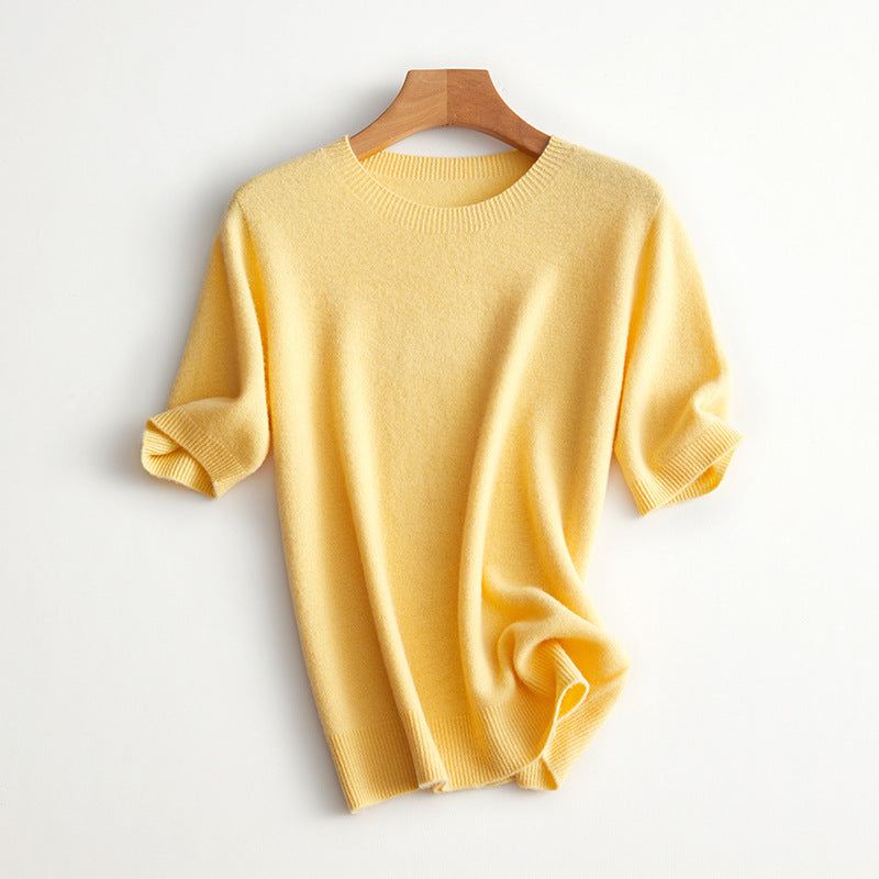 Damen Kurzarm Cashmere-Mix Pullover Aliams