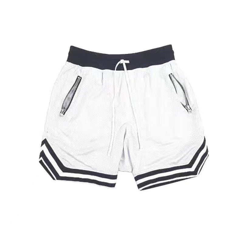Herren Sportliche Basketball-Shorts mit atmungsaktivem Netzdesign und seitlichen Reißverschlusstaschen Aliams