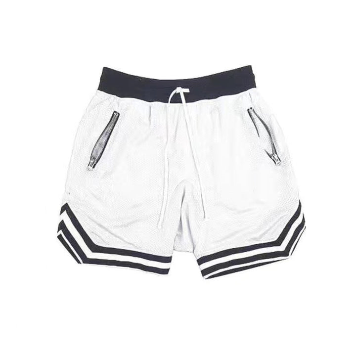 Herren Sportliche Basketball-Shorts mit atmungsaktivem Netzdesign und seitlichen Reißverschlusstaschen Aliams