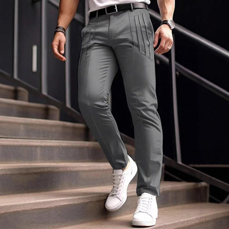 Herren stylische Slim-Fit Anzughose mit plissiertem Design Aliams