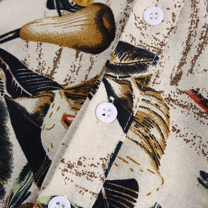 Herren Kurzarm-Henley-Hemd mit floralem Design und hochwertigem Baumwollmaterial Aliams