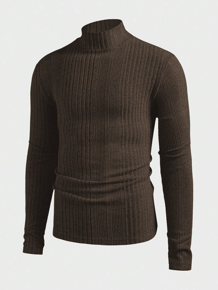 Herren Strickpullover mit hohem Kragen und Rippstruktur Aliams