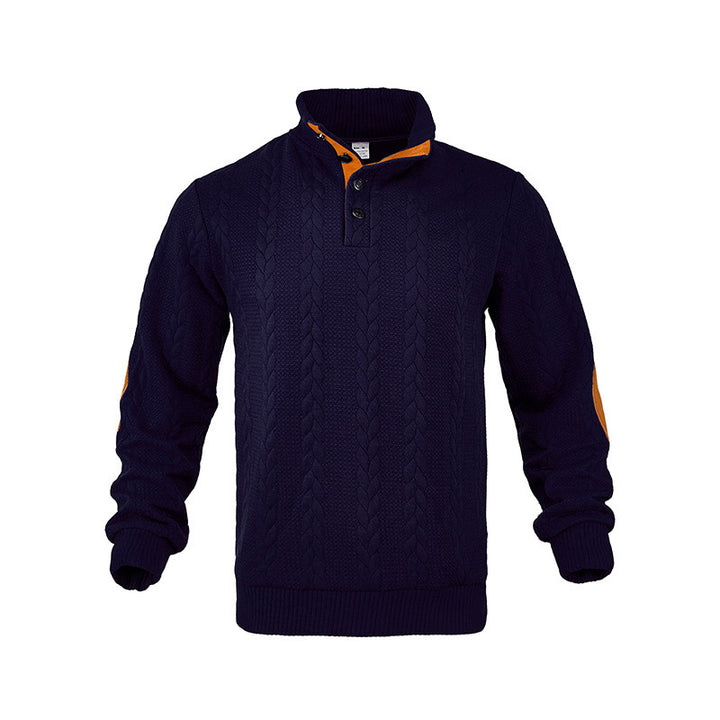 Herren Strickpullover mit strukturiertem Kabelmuster und kurzen Knopfdetails Aliams