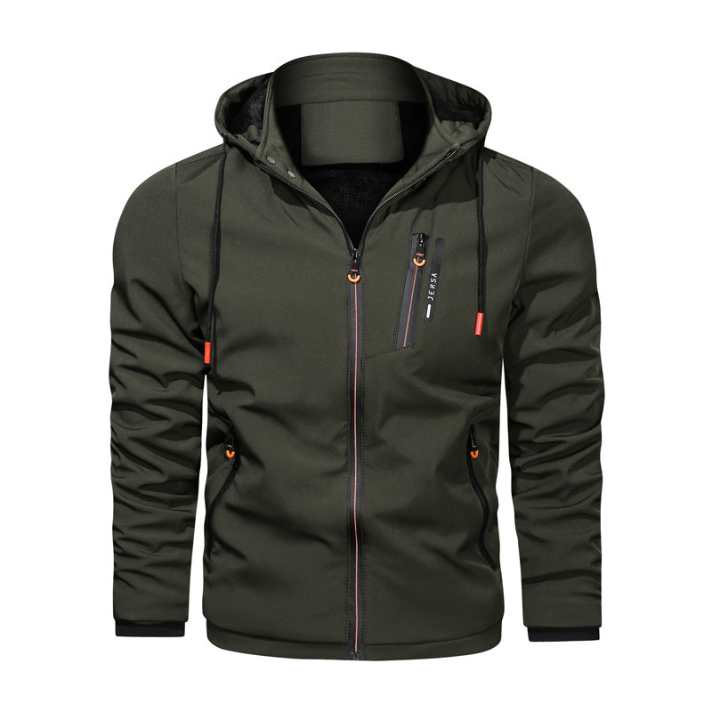 Herren sportliche Funktionsjacke mit verstellbarer Kapuze und atmungsaktivem Material Aliams