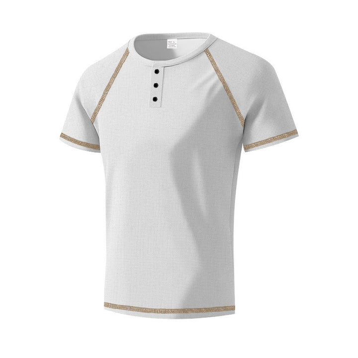 Herren Kurzarm-Hemd mit Knopfleiste und kontrastierenden Akzenten Aliams