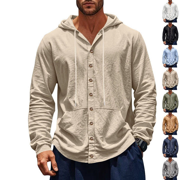 Herren Kapuzensweater mit Knopfleiste und praktischem Taschen-Design Aliams