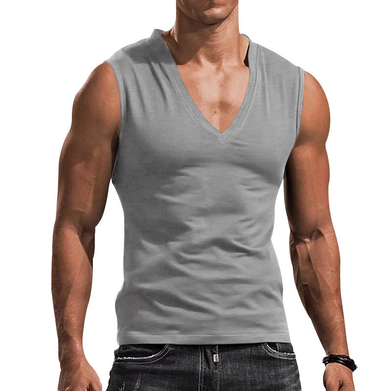 Herren Ärmelloses Fitness-T-Shirt mit V-Ausschnitt aus atmungsaktivem Material Aliams