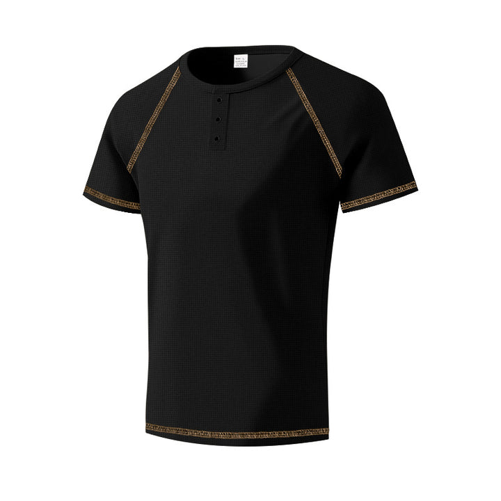 Herren sportliches T-Shirt mit modischem Knopfleisten-Design Aliams