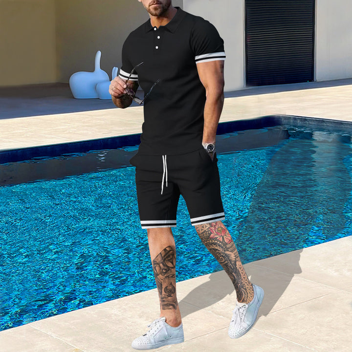 Herren sportliches Polo-Shirt und Shorts Set mit modernem Schnitt Aliams