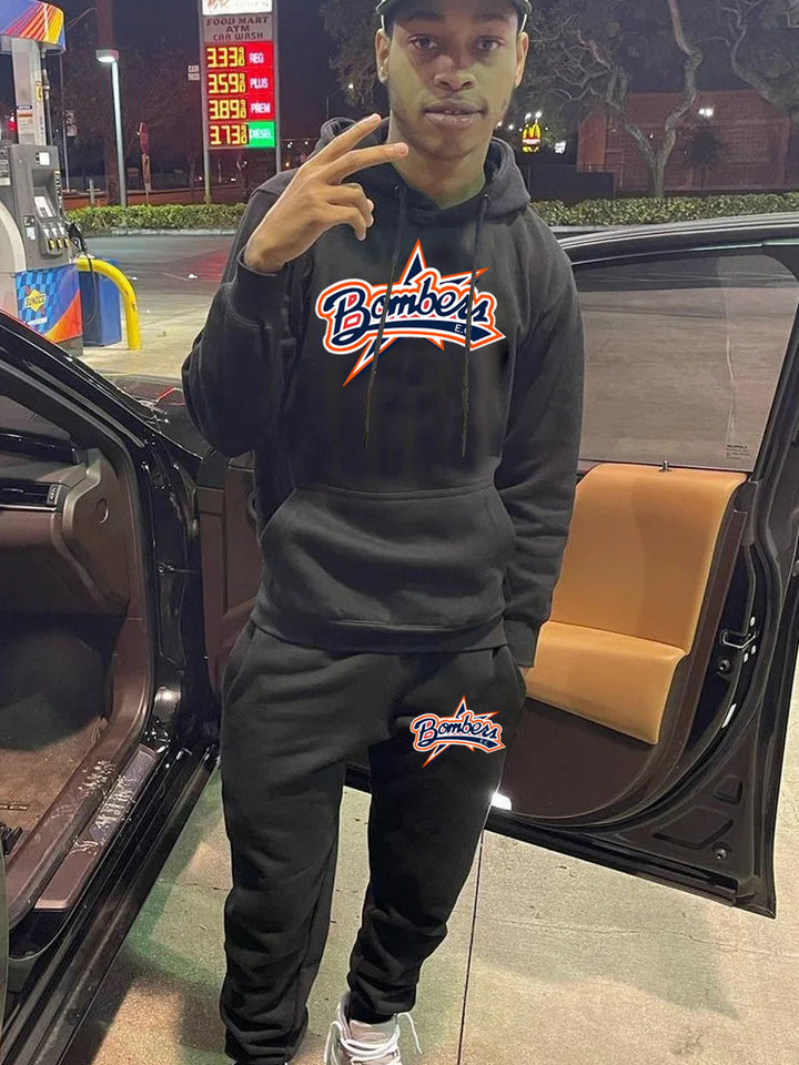 Herren Kapuzenpullover und Jogginghose Set mit sportlichem Logo-Design Aliams