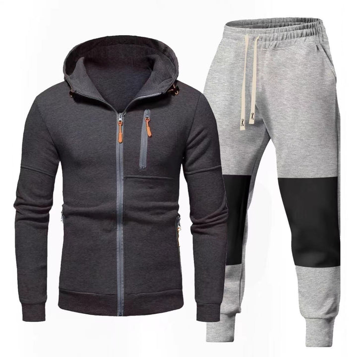 Herren Sportliches Hoodie- und Jogginghose-Set mit Funktionalen Reißverschlusstaschen Aliams