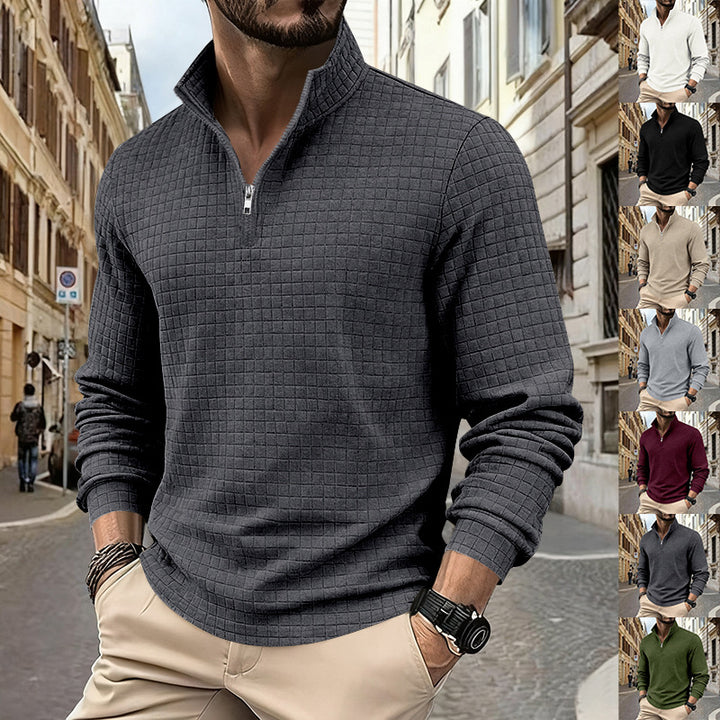 Herren Sweatshirt mit halbem Reißverschluss und strukturiertem Design Aliams
