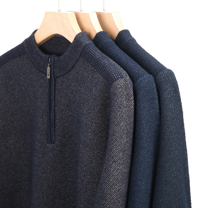 Herren Pullover mit halbem Reißverschluss und strukturiertem Design Aliams