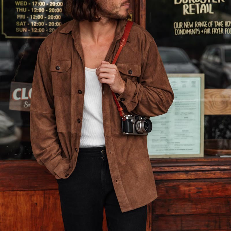 Herren elegante Kurzjacke im lässigen Stil mit zwei Brusttaschen Aliams