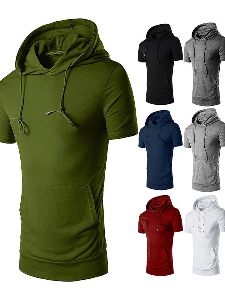 Herren ärmelloses Kapuzenshirt mit geräumiger Kängurutasche und atmungsaktiven Materialien Aliams